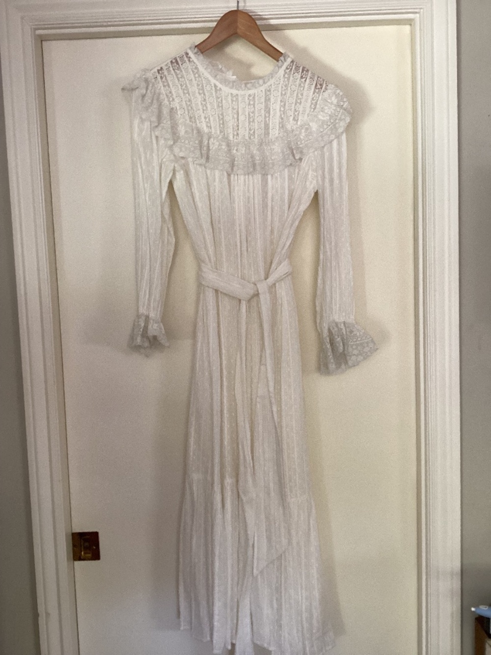 NEW NWT DOEN hillside Lace maxi Dress white salt Romantic lace yoke S